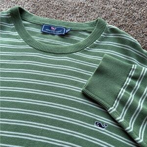 Vineyard Vines Men's Green Striped Crewneck Sweater Pullover Long Sleeve Size XL